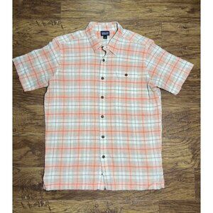 Patagonia Men's Size Medium Organic Cotton Short Sleeve Peach/Beige/Tan